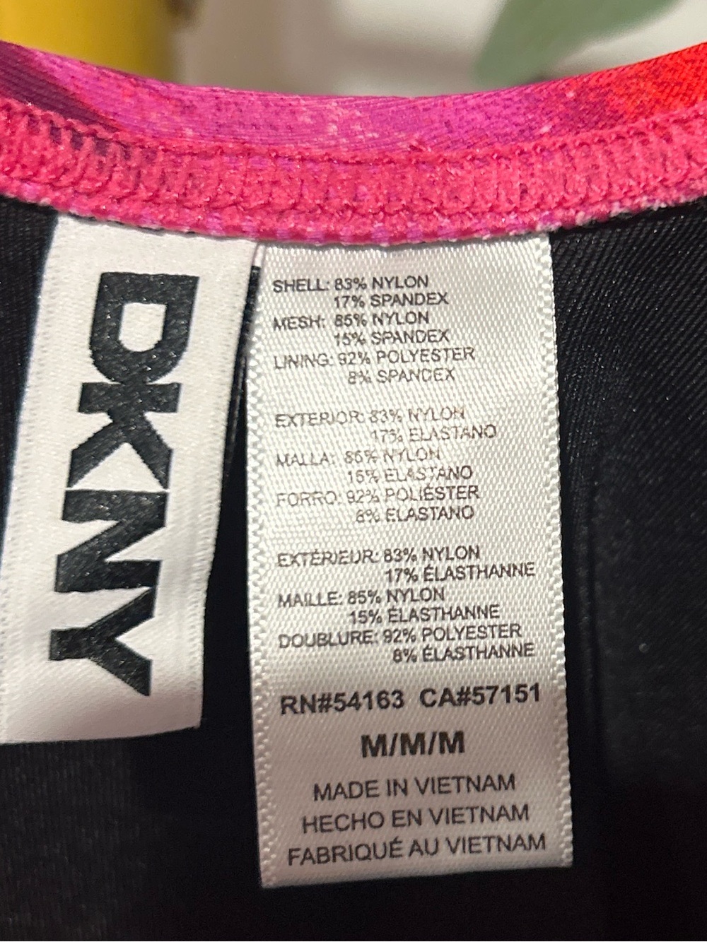 NWT DKNY Pink Abstract Ruffle Plunge Underwire Tummy Control One-Piece M - Picture 8 of 9